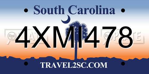 4XMI478 South Carolina License Plate