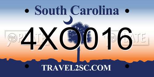 4XO016 South Carolina License Plate