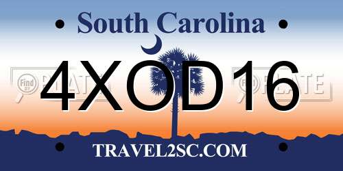 4XOD16 South Carolina License Plate