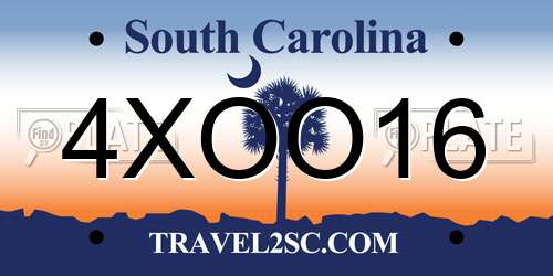 4XOO16 South Carolina License Plate