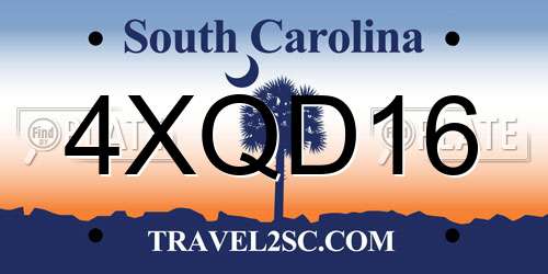 4XQD16 South Carolina License Plate