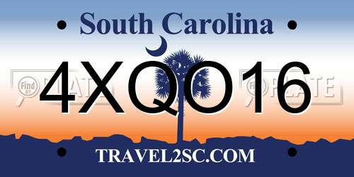 4XQO16 South Carolina License Plate