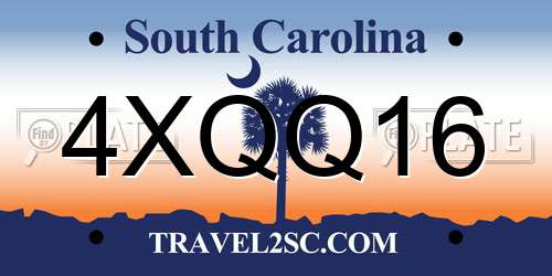 4XQQ16 South Carolina License Plate