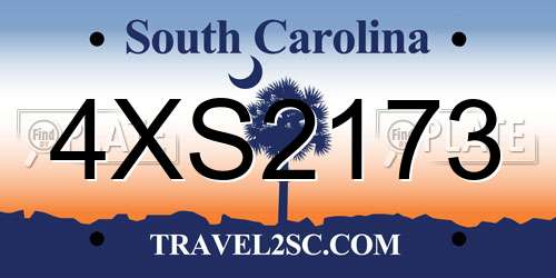 4XS2173 South Carolina License Plate