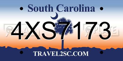 4XS7173 South Carolina License Plate