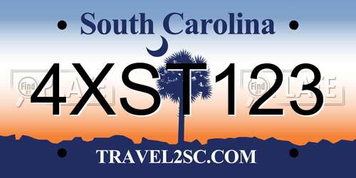 4XST123 South Carolina License Plate