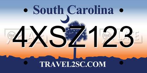 4XSZ123 South Carolina License Plate