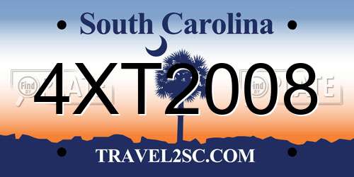 4XT2008 South Carolina License Plate