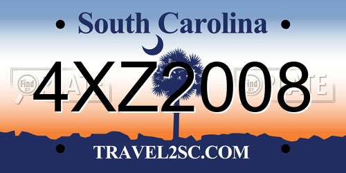 4XZ2008 South Carolina License Plate