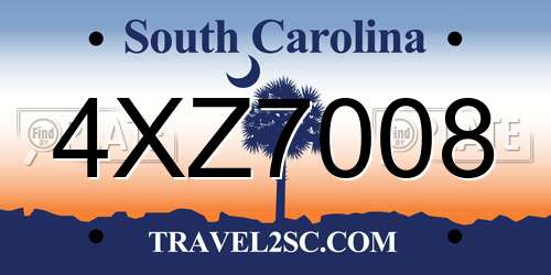 4XZ7008 South Carolina License Plate