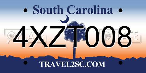 4XZT008 South Carolina License Plate