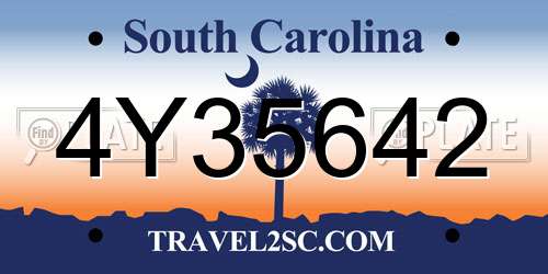 4Y35642 South Carolina License Plate