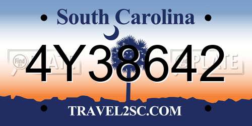 4Y38642 South Carolina License Plate
