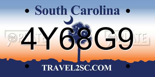4Y68G9 South Carolina License Plate