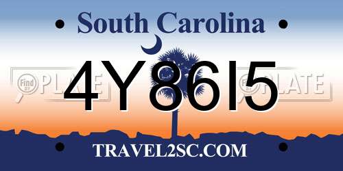 4Y86I5 South Carolina License Plate