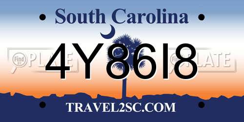 4Y86I8 South Carolina License Plate