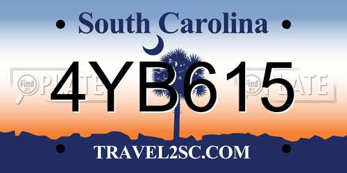 4YB615 South Carolina License Plate