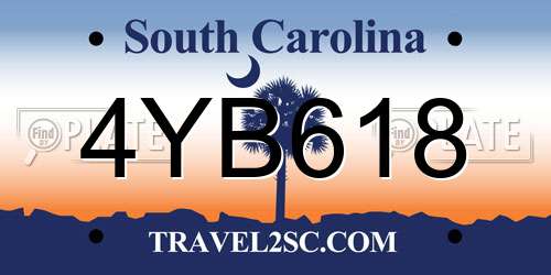 4YB618 South Carolina License Plate