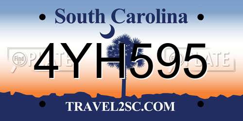 4YH595 South Carolina License Plate