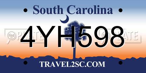 4YH598 South Carolina License Plate