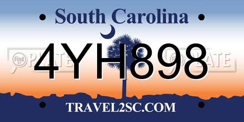 4YH898 South Carolina License Plate