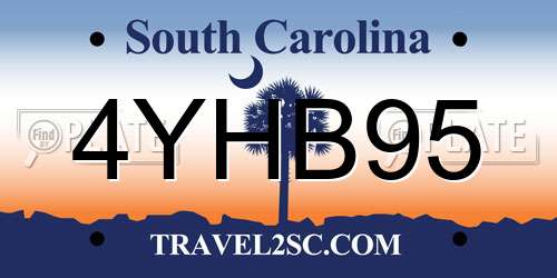 4YHB95 South Carolina License Plate