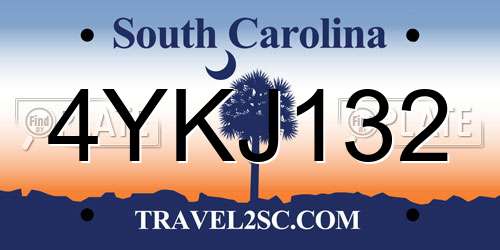 4YKJ132 South Carolina License Plate