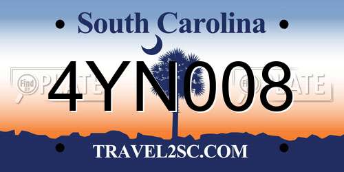 4YN008 South Carolina License Plate