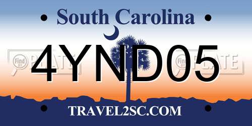 4YND05 South Carolina License Plate