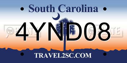 4YND08 South Carolina License Plate