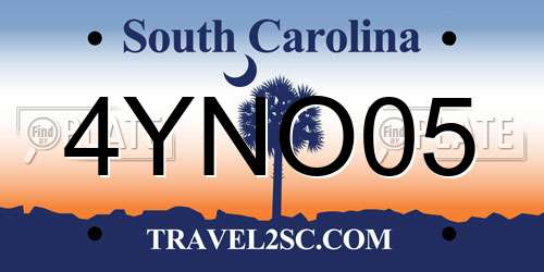 4YNO05 South Carolina License Plate