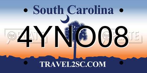 4YNO08 South Carolina License Plate