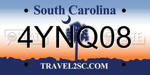 4YNQ08 South Carolina License Plate