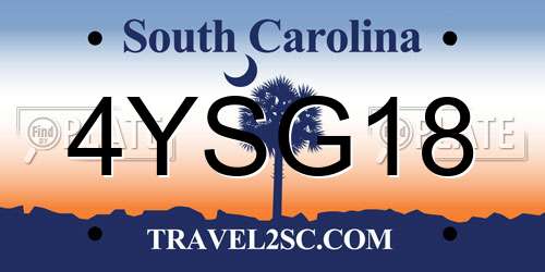 4YSG18 South Carolina License Plate