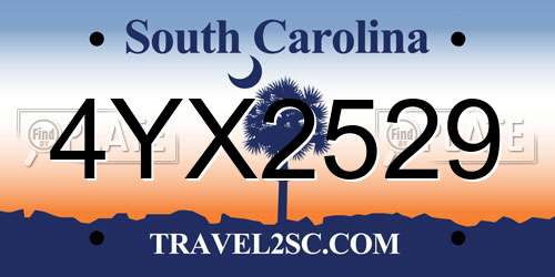 4YX2529 South Carolina License Plate