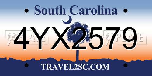 4YX2579 South Carolina License Plate