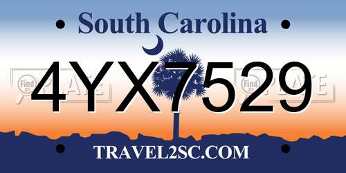 4YX7529 South Carolina License Plate