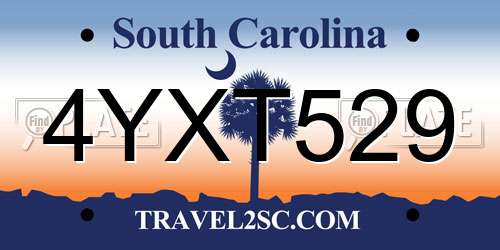 4YXT529 South Carolina License Plate