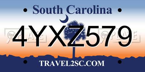 4YXZ579 South Carolina License Plate