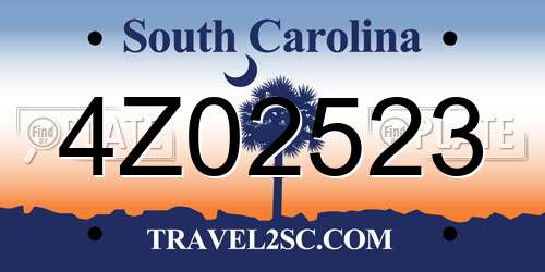 4Z02523 South Carolina License Plate