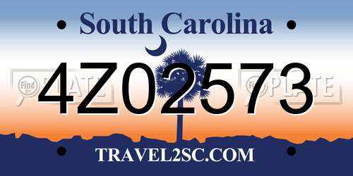 4Z02573 South Carolina License Plate