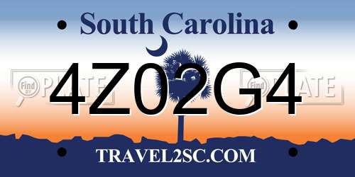 4Z02G4 South Carolina License Plate