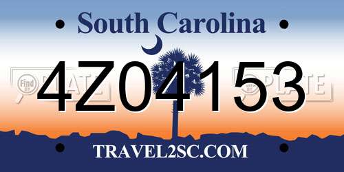 4Z04153 South Carolina License Plate
