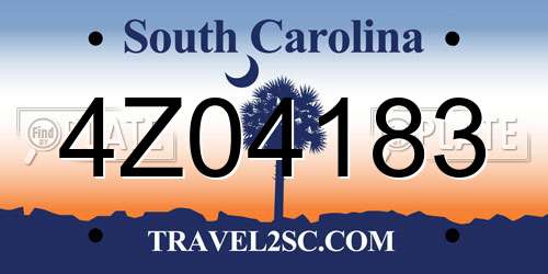 4Z04183 South Carolina License Plate
