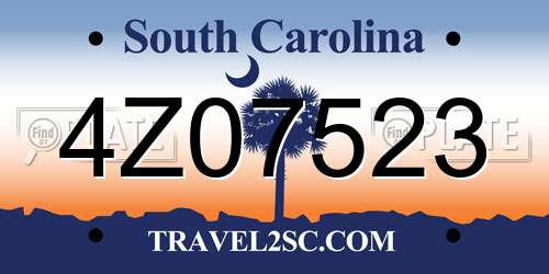 4Z07523 South Carolina License Plate