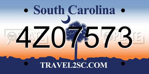 4Z07573 South Carolina License Plate