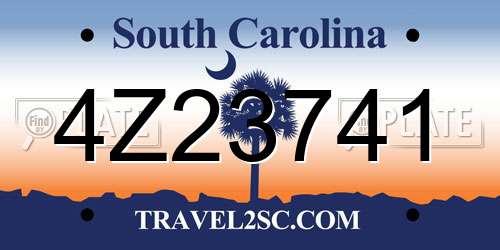 4Z23741 South Carolina License Plate