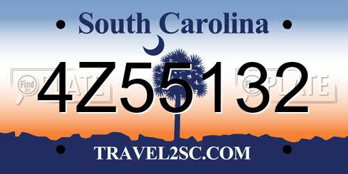 4Z55132 South Carolina License Plate