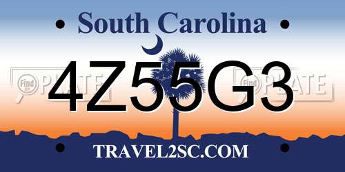 4Z55G3 South Carolina License Plate