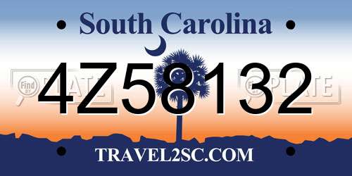4Z58132 South Carolina License Plate